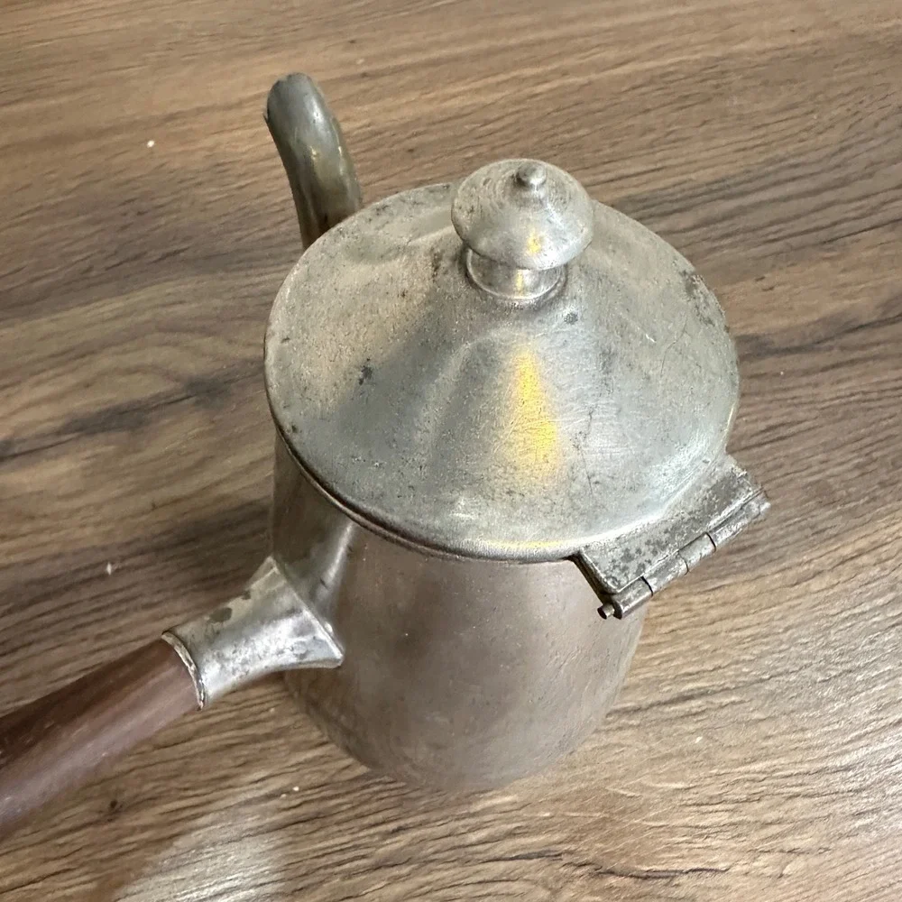 Pewter by Rice Chocolate Pot Wood Handle Bernard Rice Farmhouse Colonial 347 USA